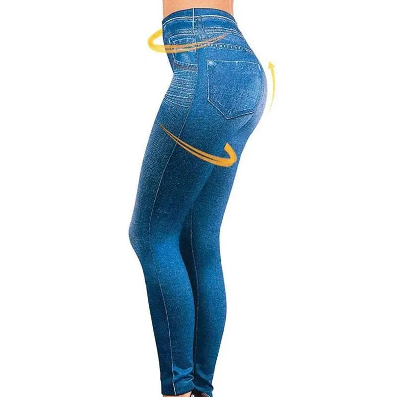 Slim Leggings Women Lined Print Jeans Sportwear