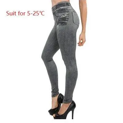 Slim Leggings Women Lined Print Jeans Sportwear