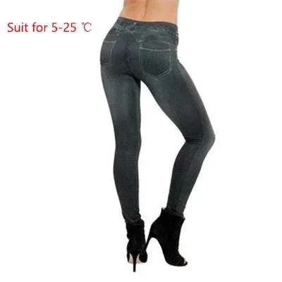 Slim Leggings Women Lined Print Jeans Sportwear