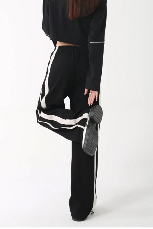 Striped Sweatpants & Wide-Leg Straight Casual Pants