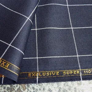 Super 110s Suiting Wool - Midnight Navy Checks