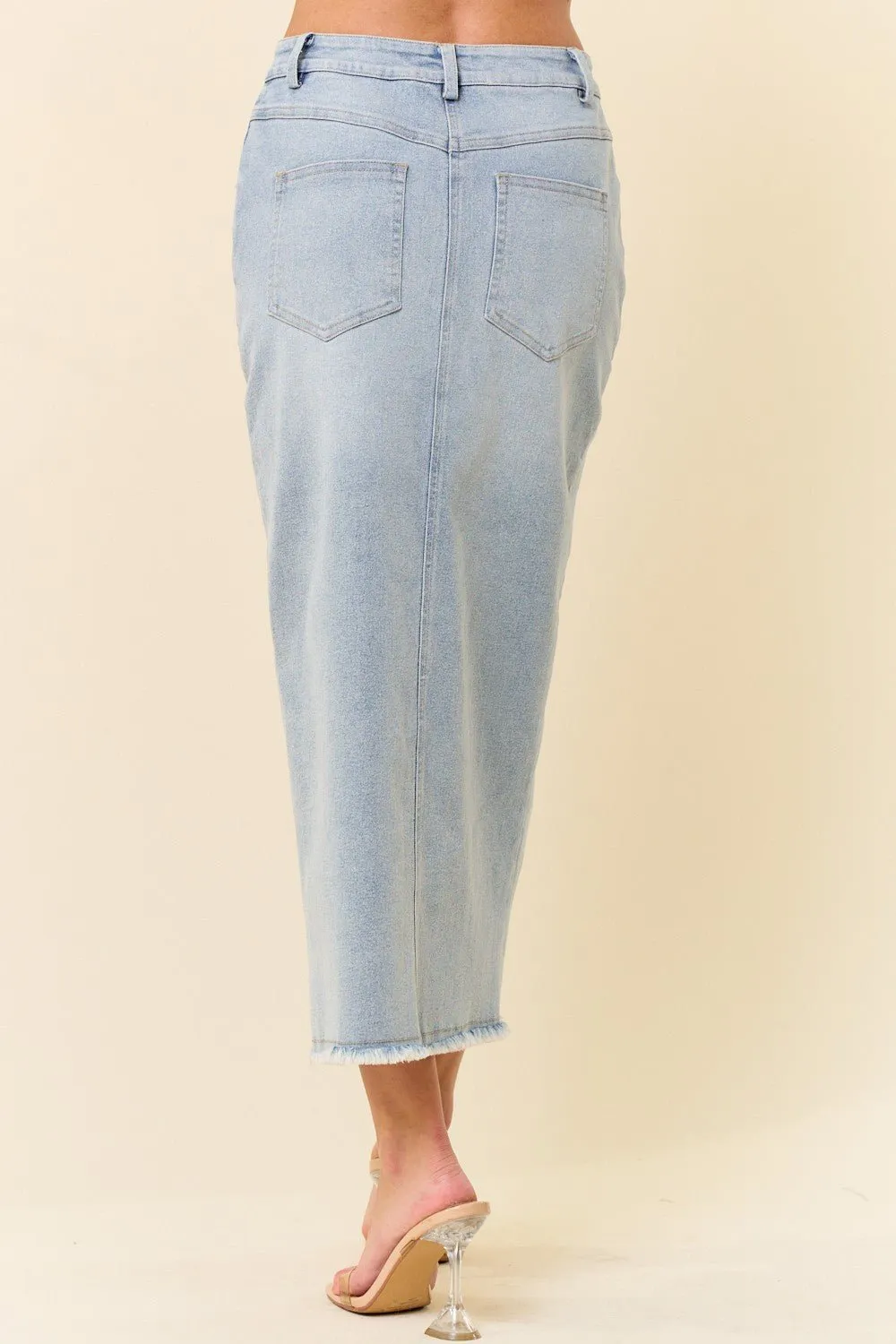 Want You Back Midi Front Slit Denim Skirt