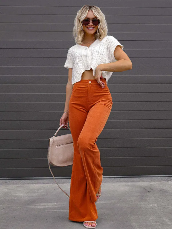 Women’s Corduroy Flare Leg High Waist Trousers