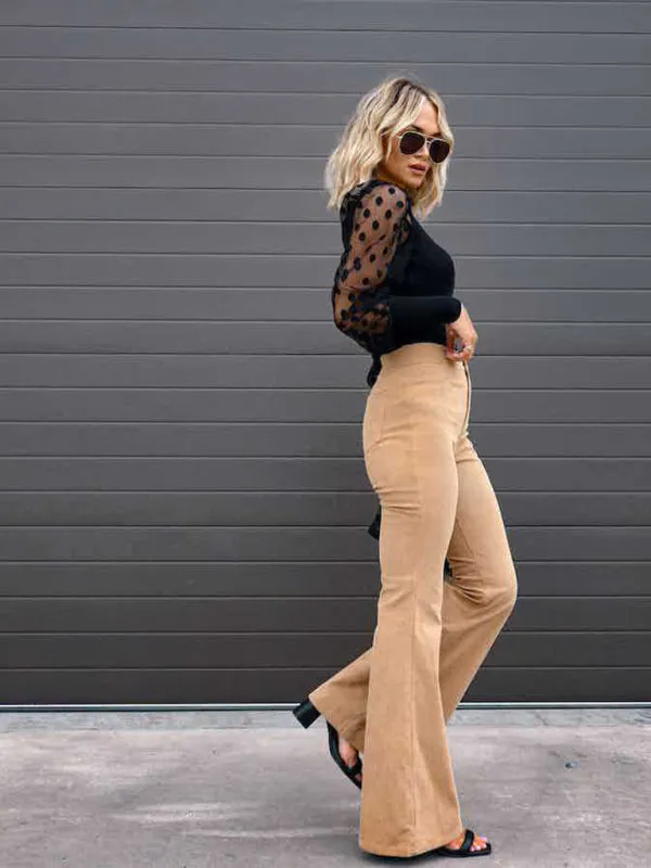 Women’s Corduroy Flare Leg High Waist Trousers