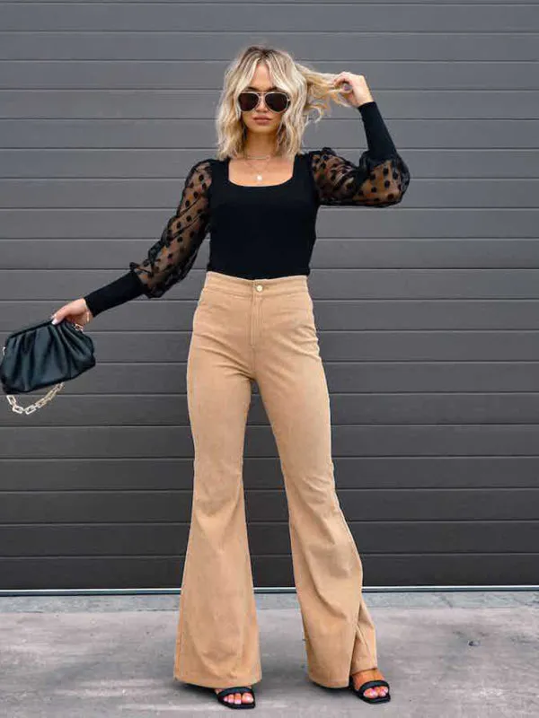 Women’s Corduroy Flare Leg High Waist Trousers