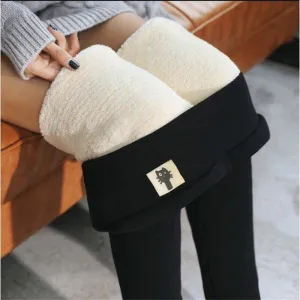 Women's Fleece Lined Leggings Winter Thick Warm Tights High Waist Trousers