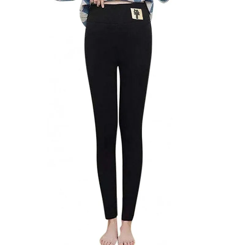 Women's Fleece Lined Leggings Winter Thick Warm Tights High Waist Trousers