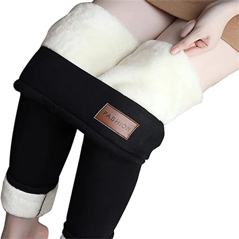 Women's Fleece Lined Leggings Winter Thick Warm Tights High Waist Trousers