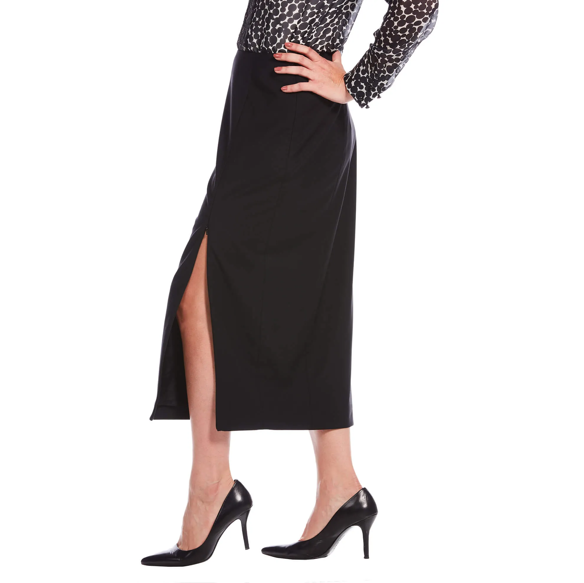 Zip-Slit Pencil Skirt